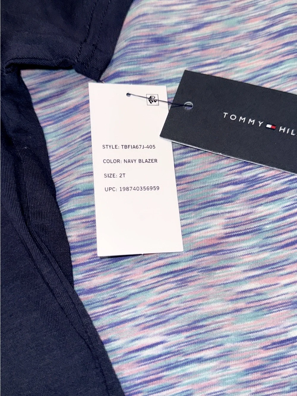Tommy Hilfiger Navy Short Sleeve Logo Tee with Red & Blue Accent